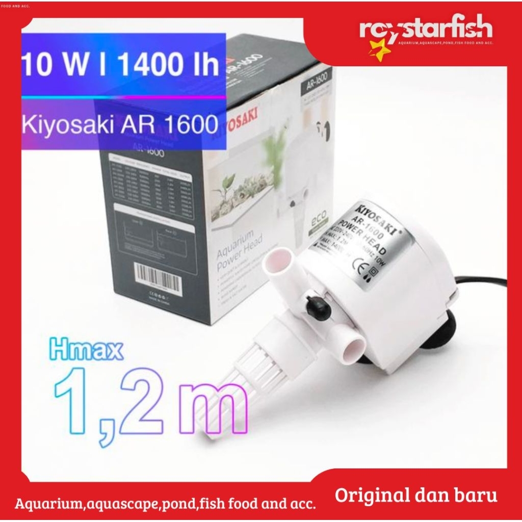 Kiyosaki AR1600 mesin sirkulasi filter aquarium low Watt murah bagus