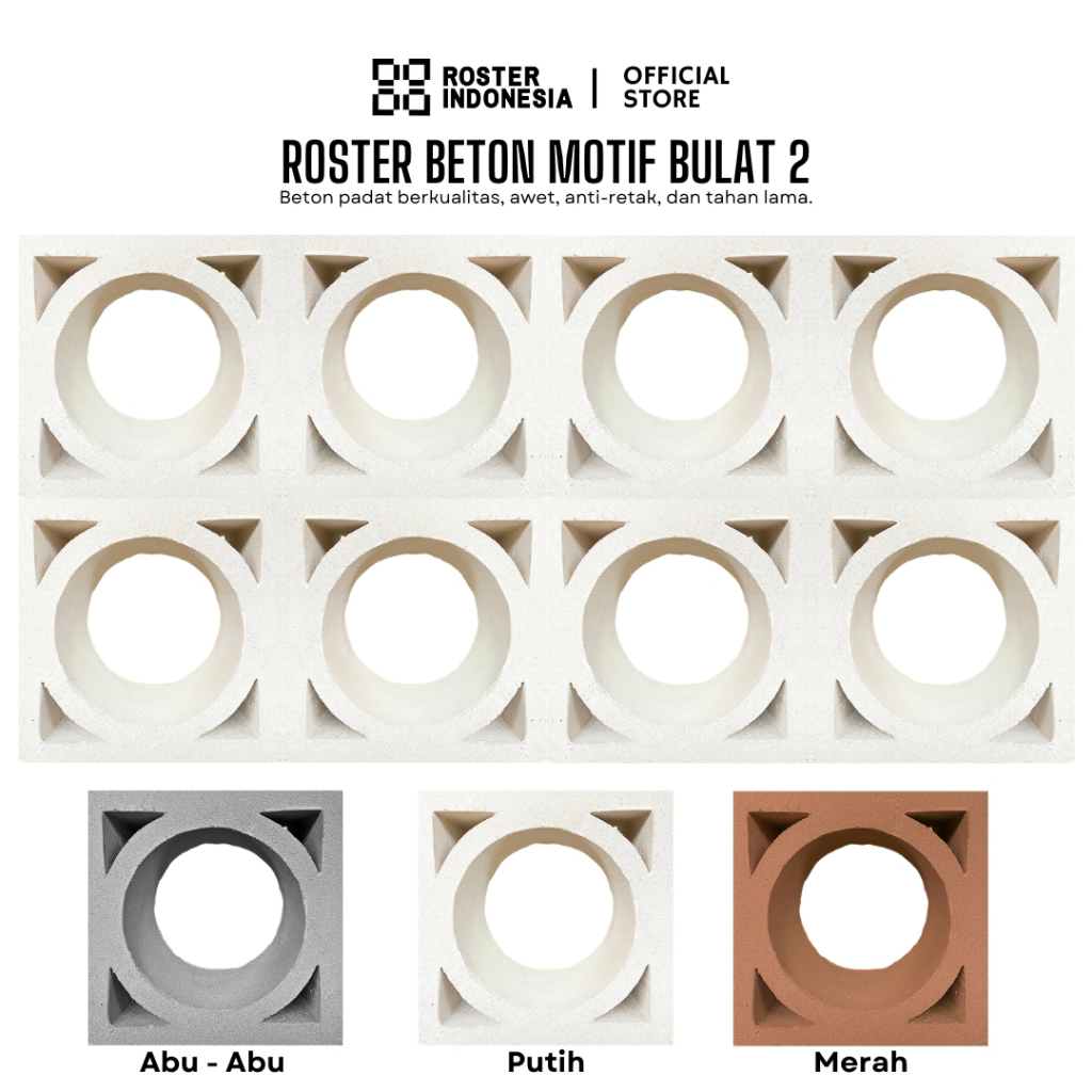 Roster Indonesia - Roster Beton Bulat 2 Roster Beton Minimalis Lubang Angin Ukuran 20 x 20