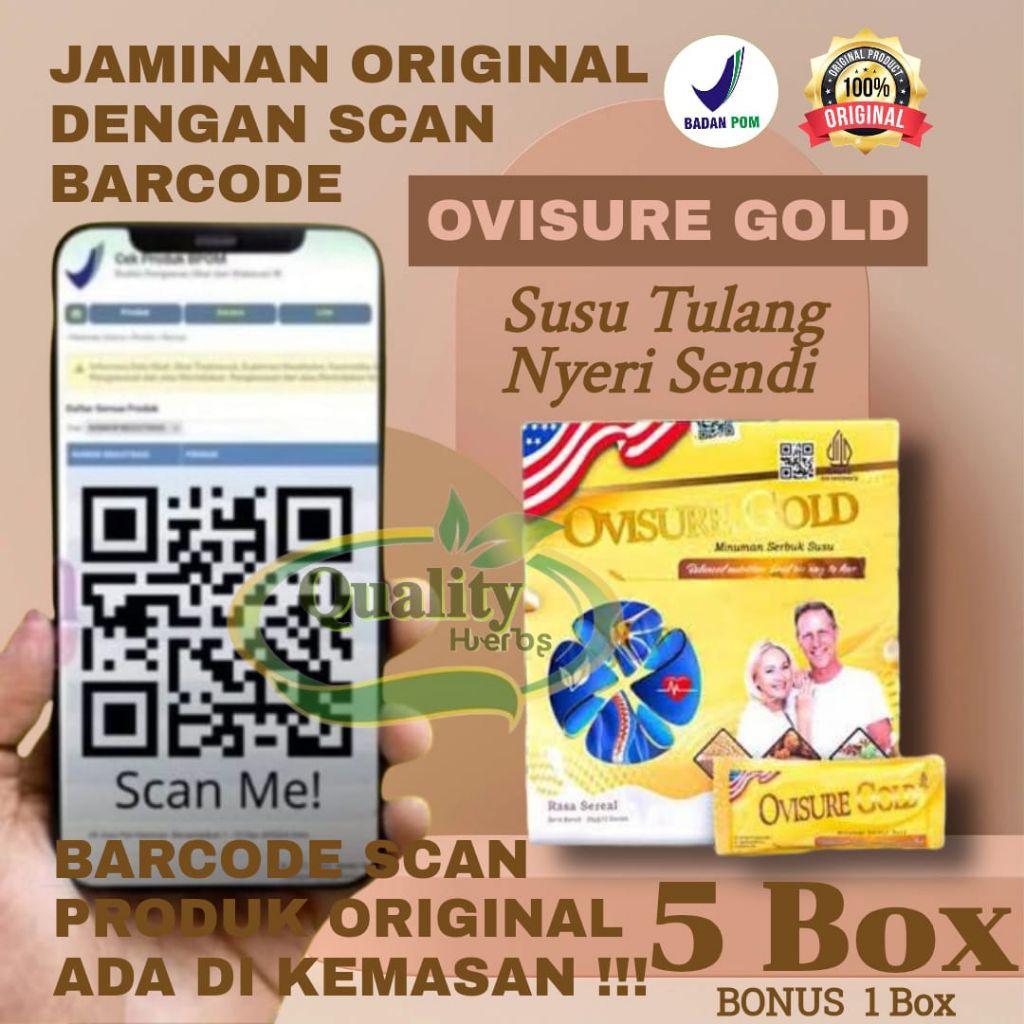 

PAKET 5 BOX SUSU OVISURE ORIGINAL BPOM USA ,OVISURE GOLD DUKUNGAN SUSU UNTUK NYERI MUSKULOSKELETAL