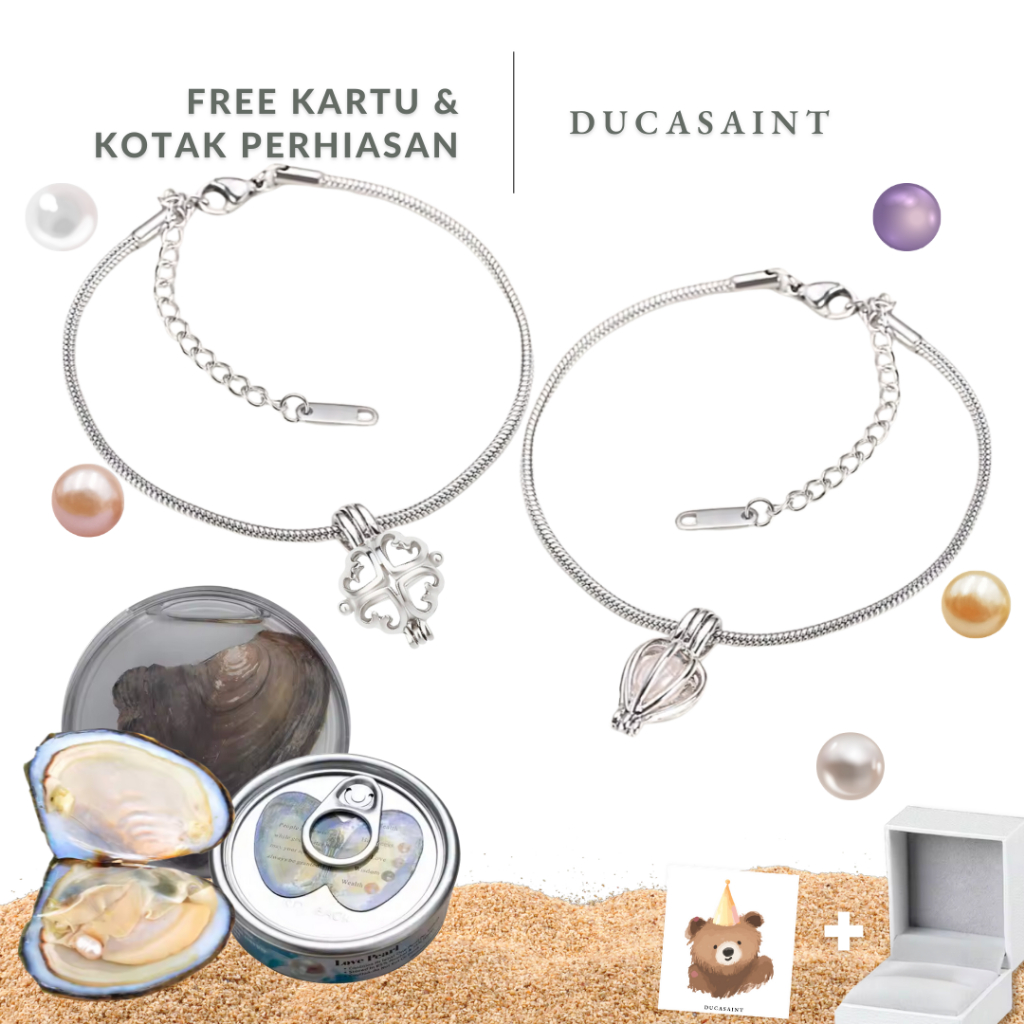 DucaSaint - Wish Pearl Bracelet | Asli Mutiara Air Tawar Gelang Stainless Steel Viral Hadiah Hampers