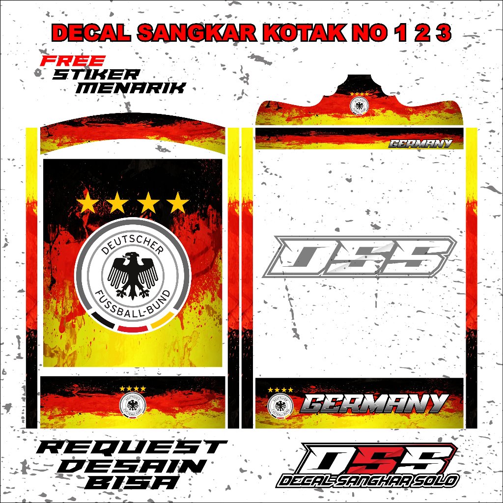 DECAL SANGKAR BURUNG KOTAK MOTIF GERMANY NO 1 2 3