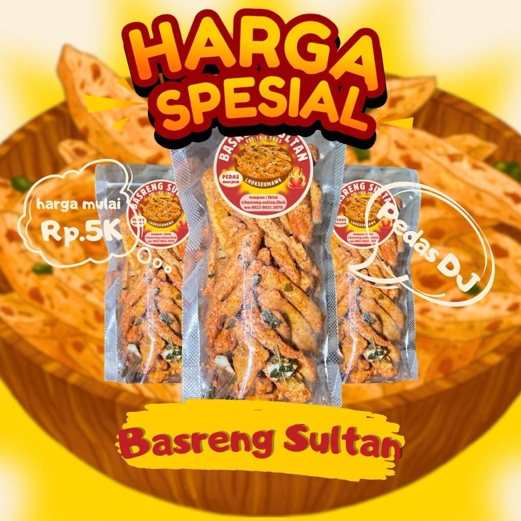 

BASRENG SULTAN LHOKSEUMAWE Basreng Pedas Basreng Original berat 56g