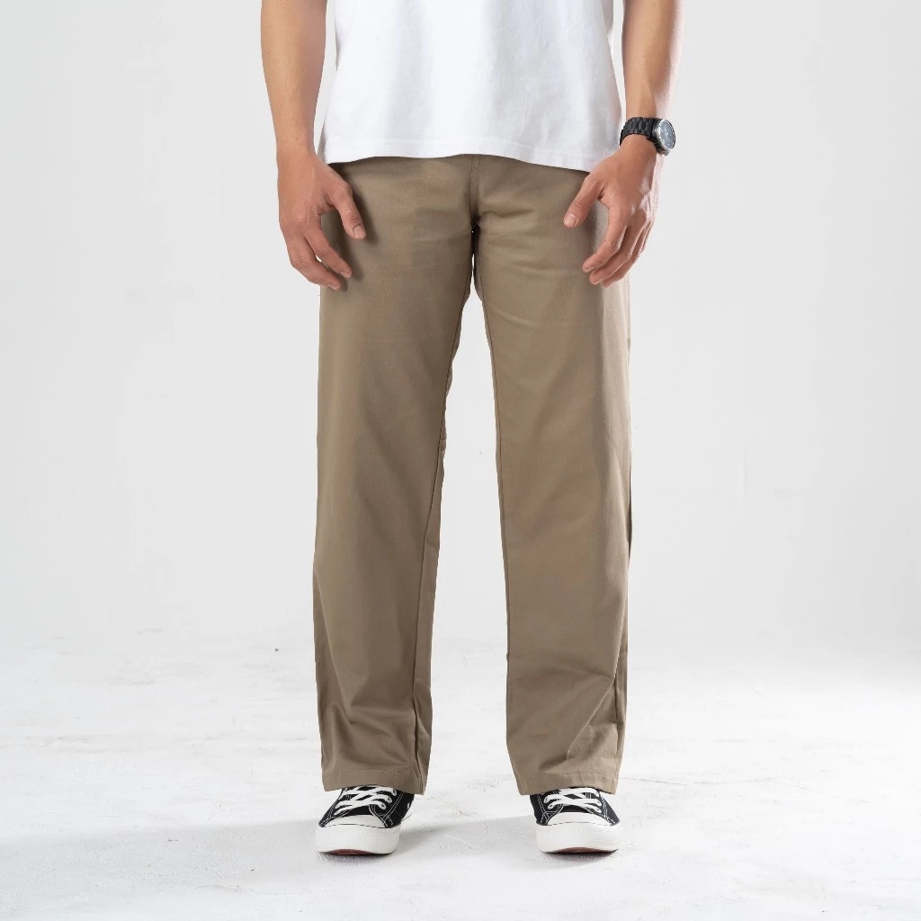 Polban Celana Chino Panjang Pria Bahan Full Cotton Twill Warna Khaki