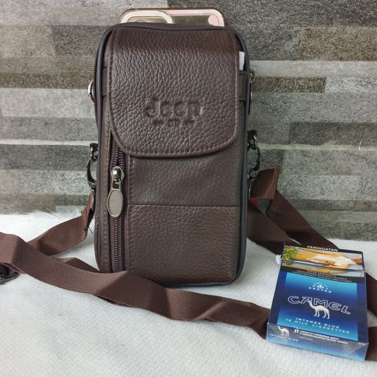 KODE B22L TAS HP KULIT JEEPTAS SLEMPANG PRIA HP KULIT 68 incdompet hp kulit sapi asli