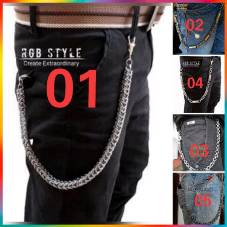 KODE D6Y Rantai Dompet Pria Baja titanium Style Anti Karat Tali Pengaman Dompet Pria Garansi Anti ka