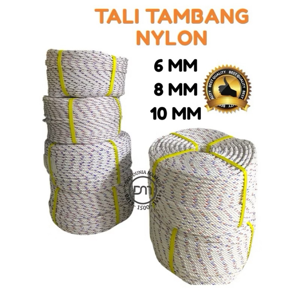 DM - [PER METER] Tali tambang nylon / Tali Tambang Plastik/ Tali Nylon Putih PE/ Tali tambang PD 6MM