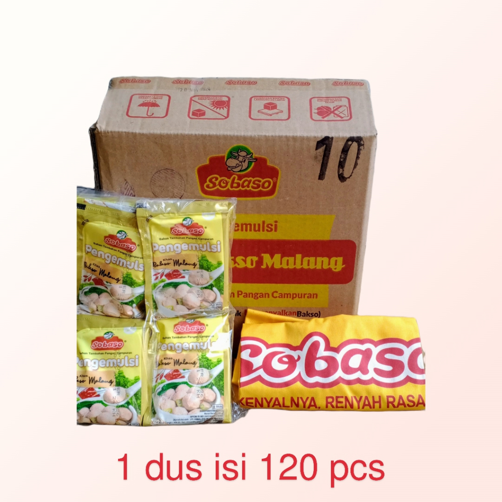 

Pengenyal dan pengemulsi bakso khas Malang Sobaso 1 dus isi 120 pcs