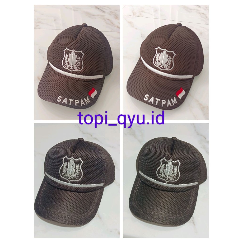 Topi Satpam Coklat Topi satpam list putih terbaru topi satpam premium