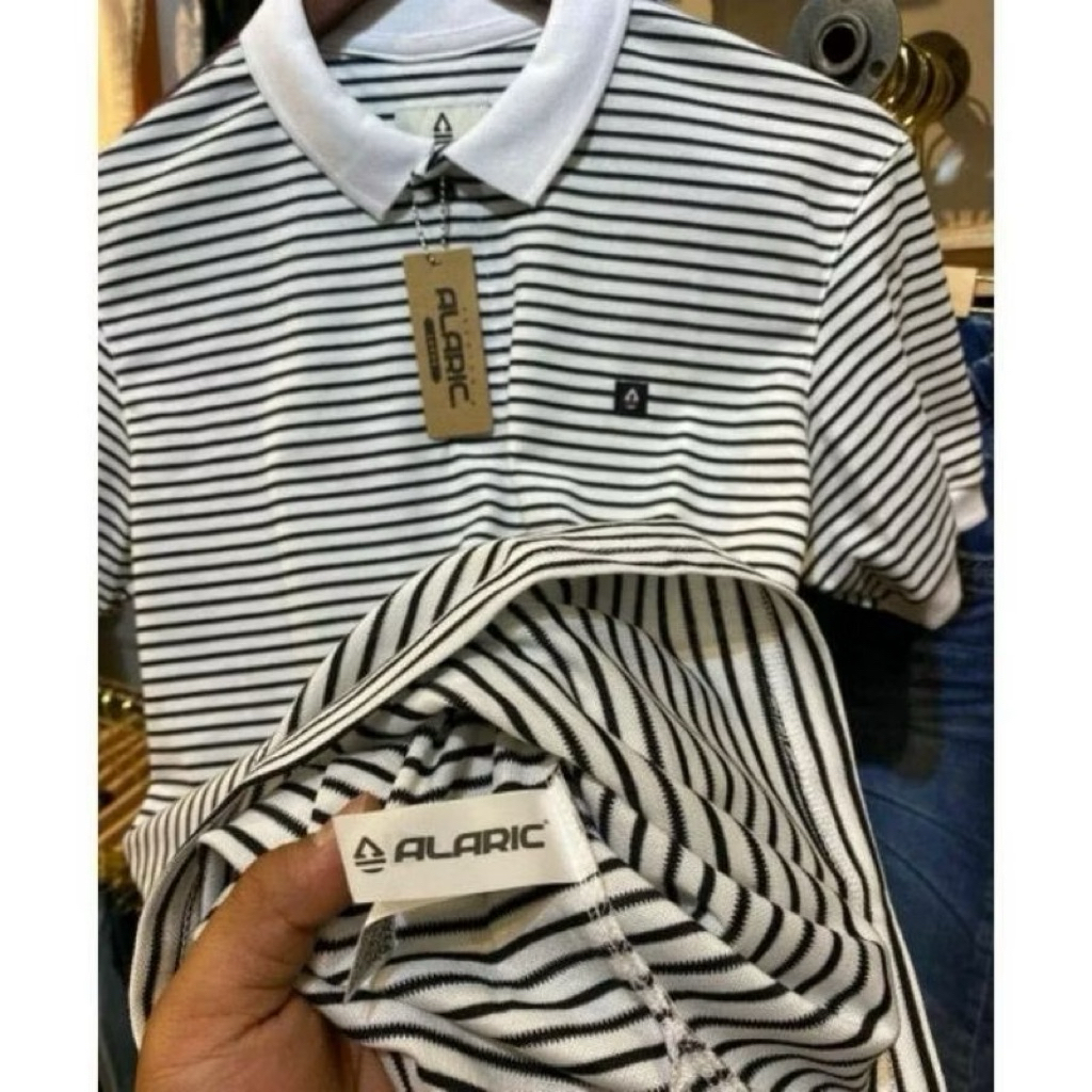 kaos kerah pria alaric original / baju kaos kerah alaric terbaru/kaos kerah alaric salur terbaru