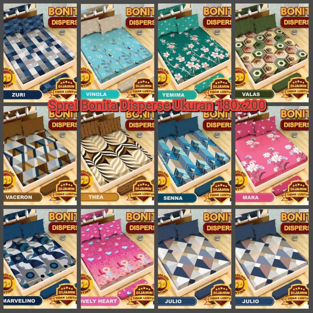 Sprei Bonita 3D 180x200 King No 1 Tinggi 20 cm -  Motif  Terbaru Dewasa Kembang Karakter Anak Minima