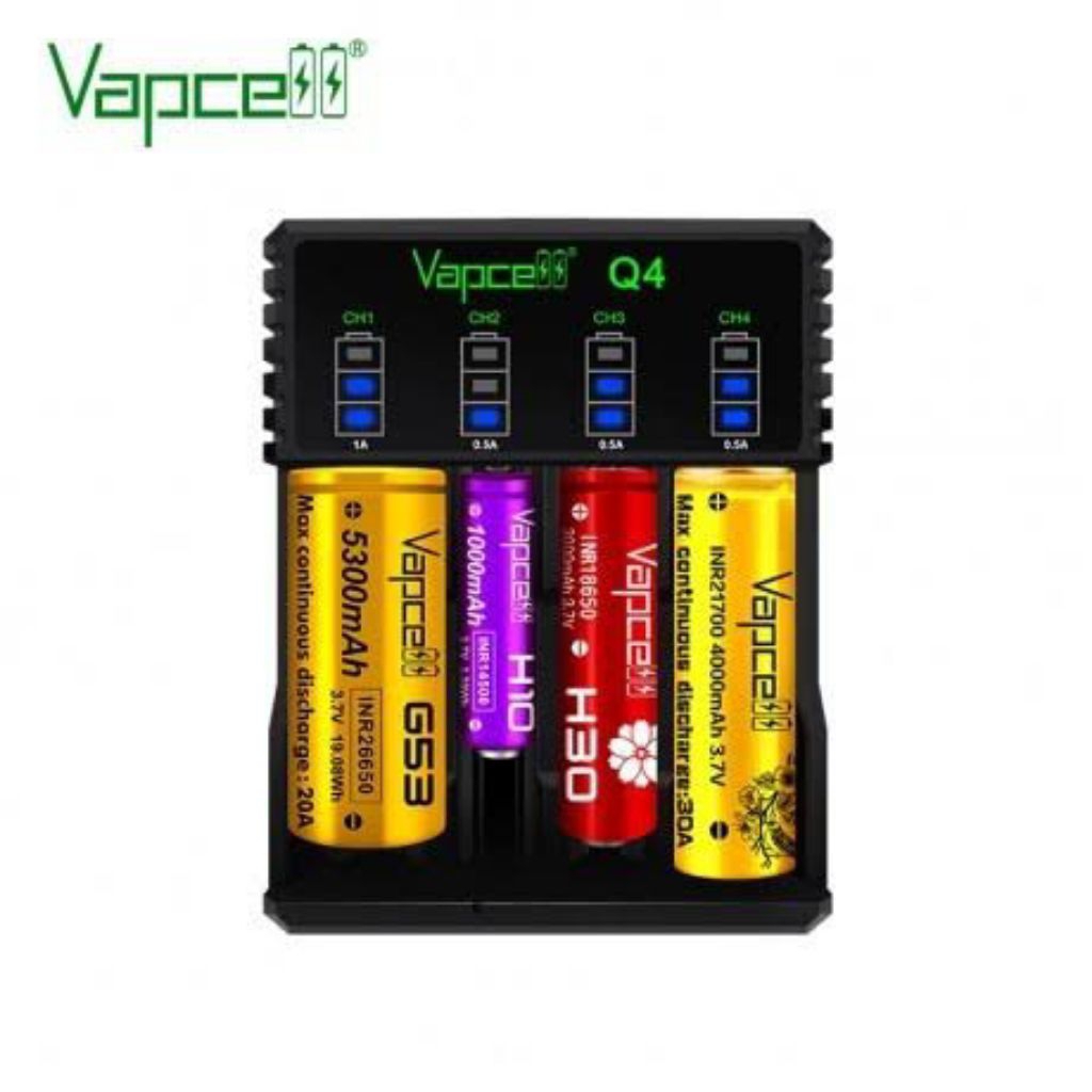 Charger Baterai 18650 21700 dll Vapcell 4 Slot Original