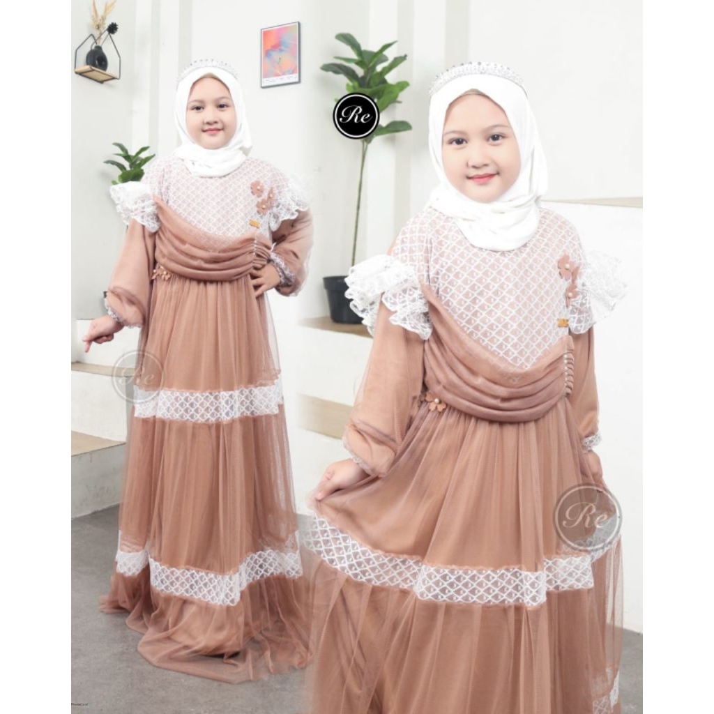 TIARA DRESS MOM & KIDS umur 3 tahun - 15 Tahun & DEWASA gamis burkat mewah anak perempuan gamis pest