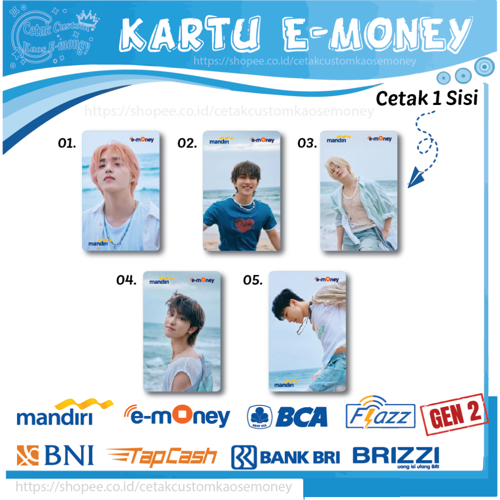 KARTU E MONEY E TOLL KPOP KOREA MEMBER SEVENTEEN 21 EMONEY MANDIRI BCA BNI BRI - 1 SISI