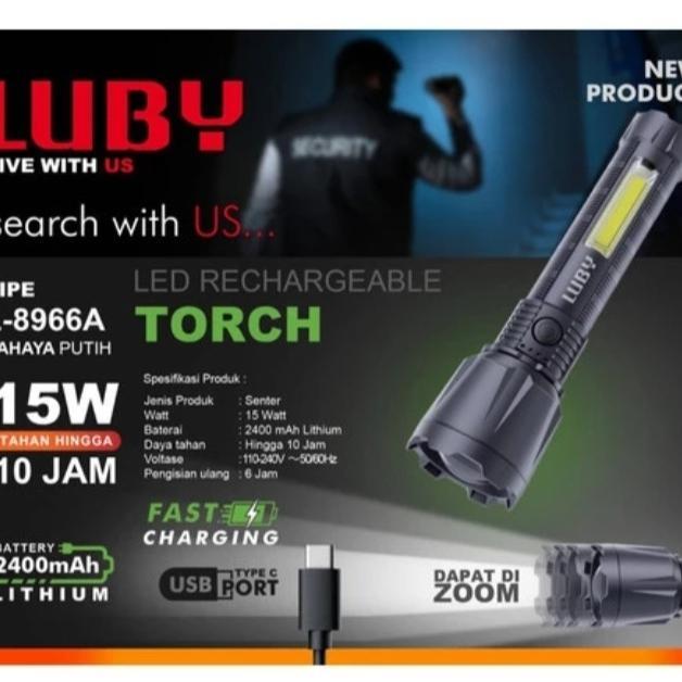 Luby Senter LED Zoom L-8966A torch 15W+12 LED COB/ L8966A/ L8966A