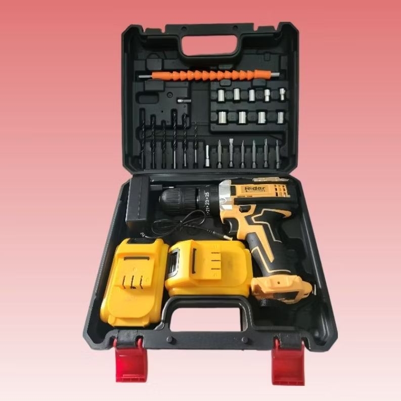 RIDER BOR CORDLESS 20V 13 MM 2 BATERAI BOR CORDLESS IMPACT DRILL BOR BATERAI 13 MM BISA BETON 3 MODE