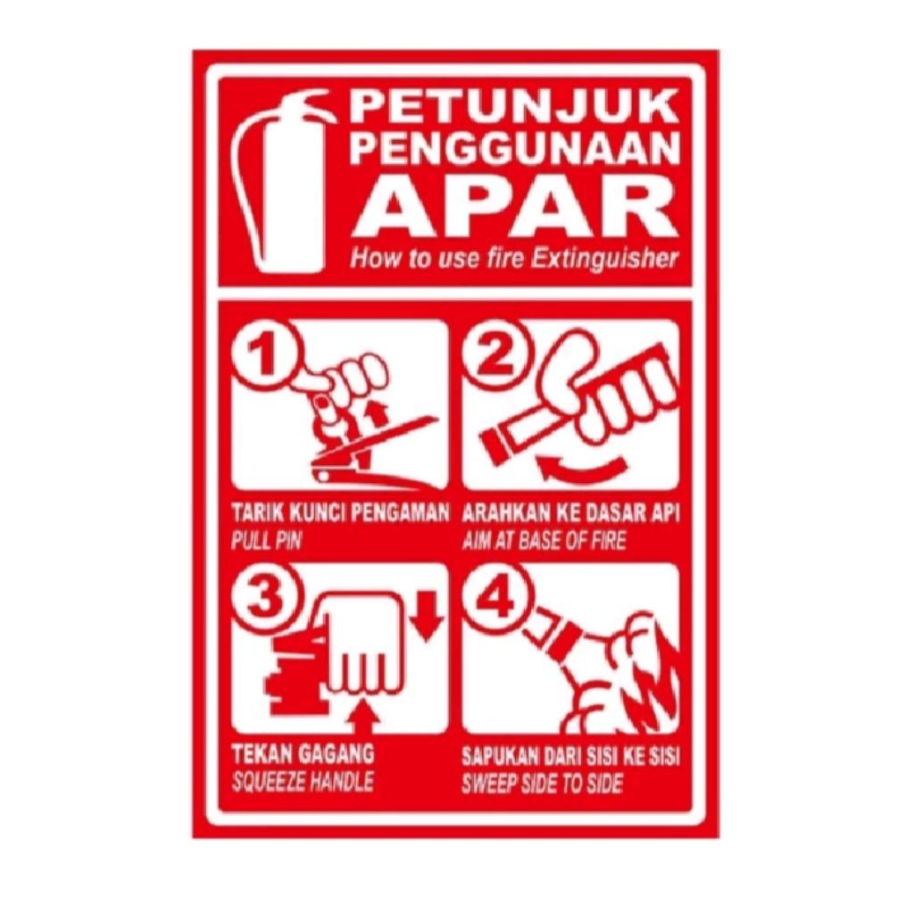 

Stiker vinyl PETUNJUK PENGGUNAAN APAR sign rambu k3