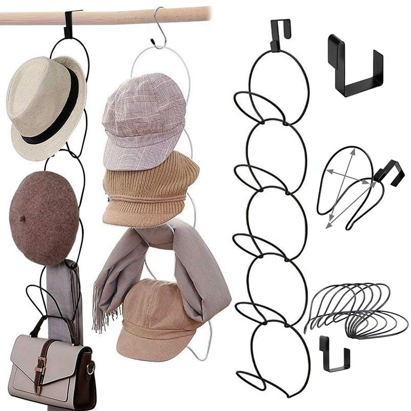 5 Cincin Logam Cap Hijab Tas Penyimpanan Tidak Perlu Meninju Penyimpanan gantungan topi Gantung Disp