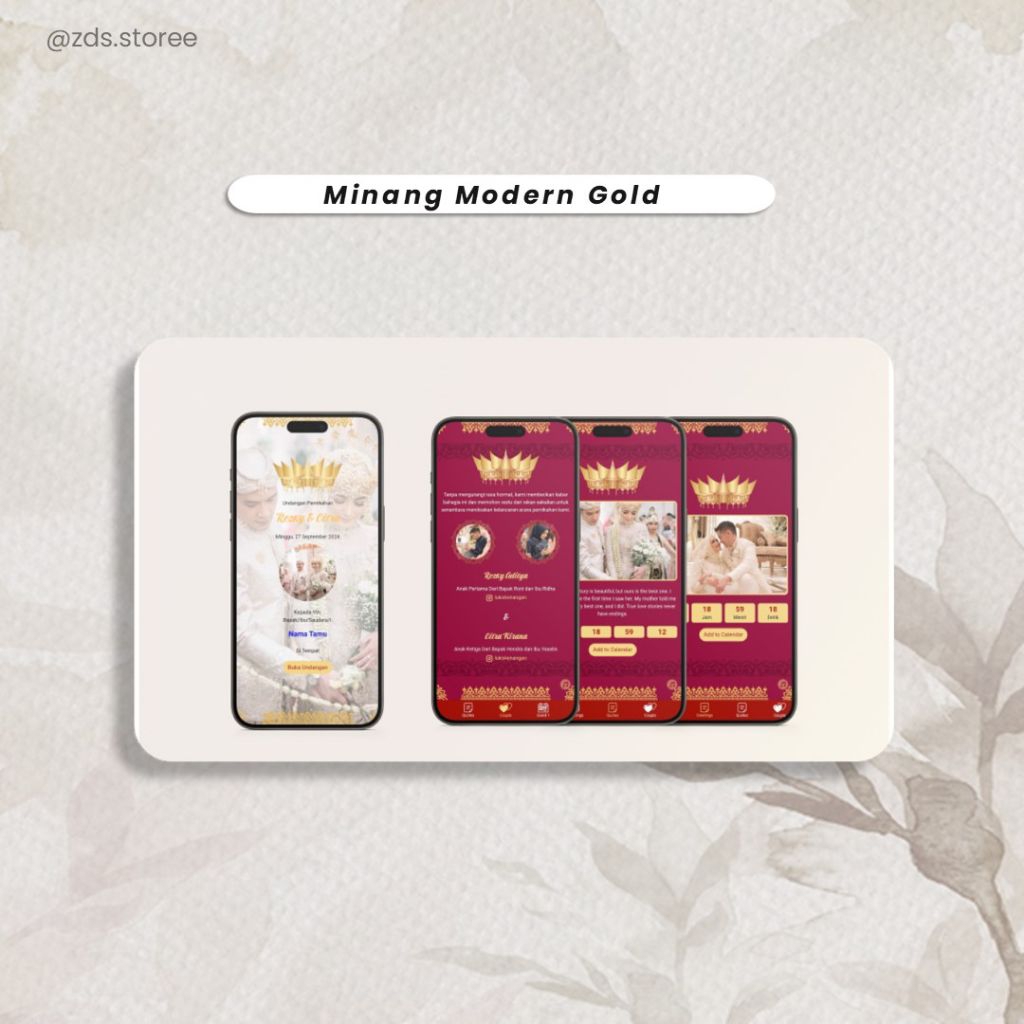 Undangan digital pernikahan website culture theme minang modern gold