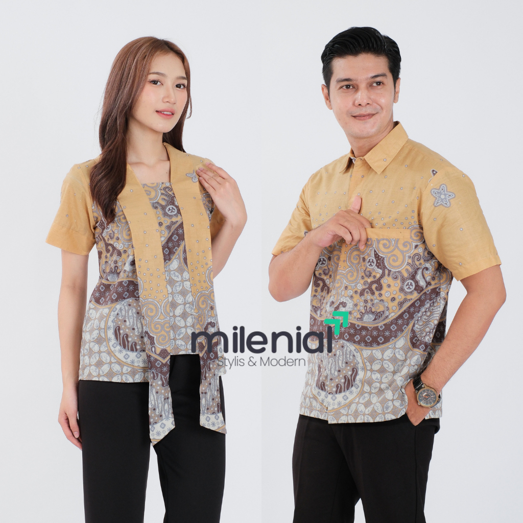 Milenial Batik Couple Atasan Pasangan Modern Kemeja Pria Blouse Wanita BUTTER Pastel