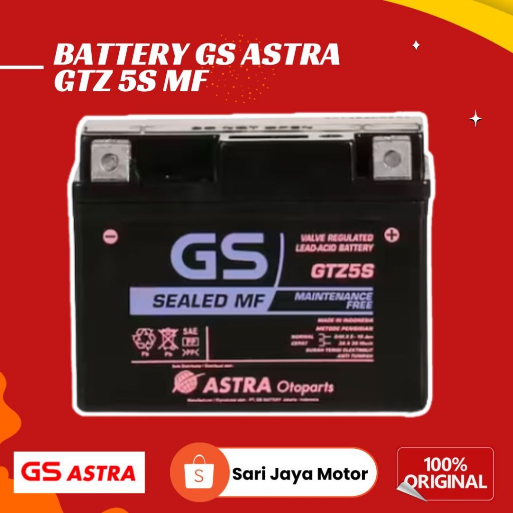 Rejeki.Maju Aki Motor Gs Astra Gtz5S Mf Sealed Battery Untuk Vario Beat Mio Jupiter Revo Spin Satria