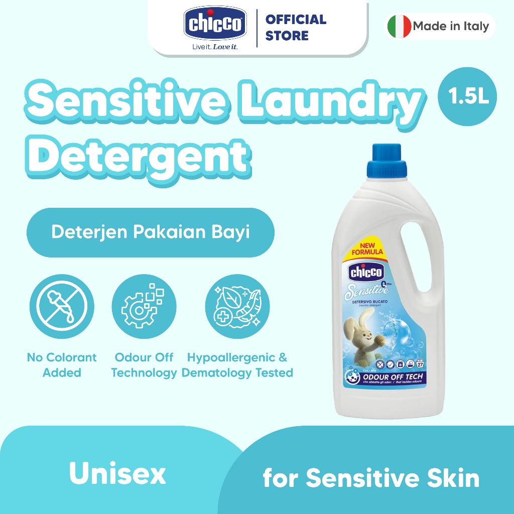 CHICCO Sensitive Laundry Detergent 1.5 L / Deterjen Pakaian Bayi / Deterjen Cair / Deterjen Bayi