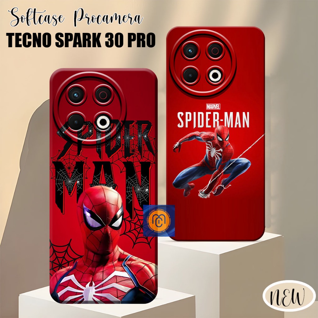 Case Hp Tecno Spark 30 Pro 4G 2025 Motif Spider Keren - Case Silikon Lentur - Casing Kekinian - Case