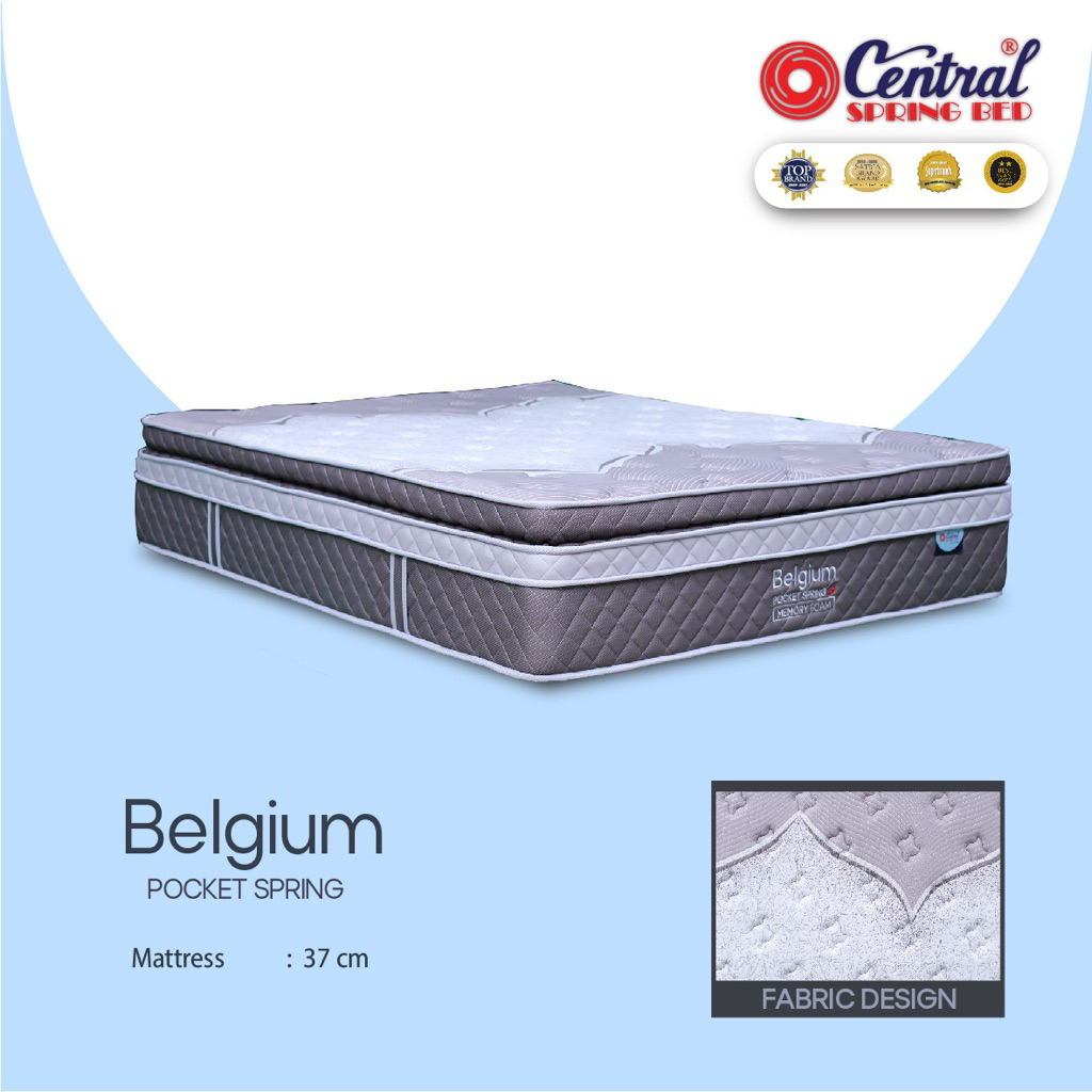 Kasur Central Belgium Pocket 2 lapis Extra plushtop