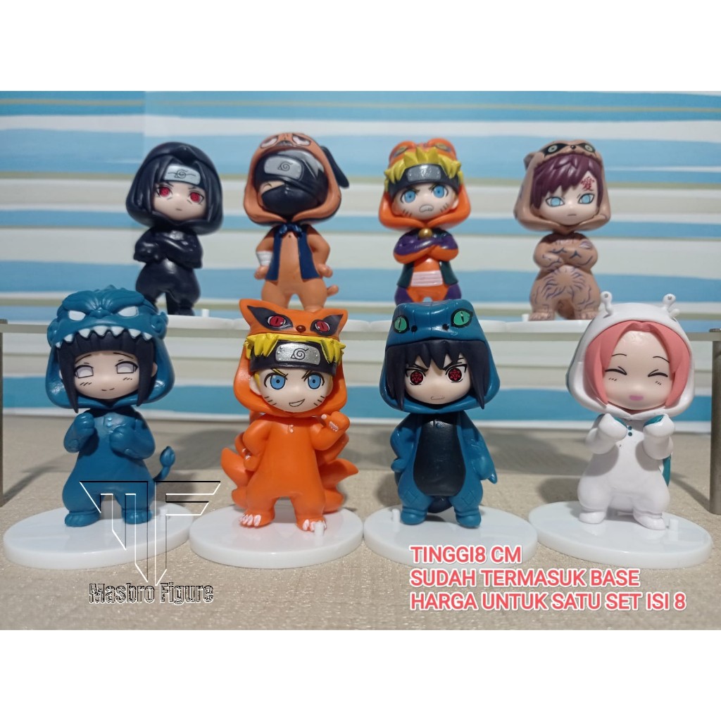Action Figure NARUTO Cosplay Bijuu Naruto Sasuke Itachi Kakashi Gaara Set isi 8 pcs