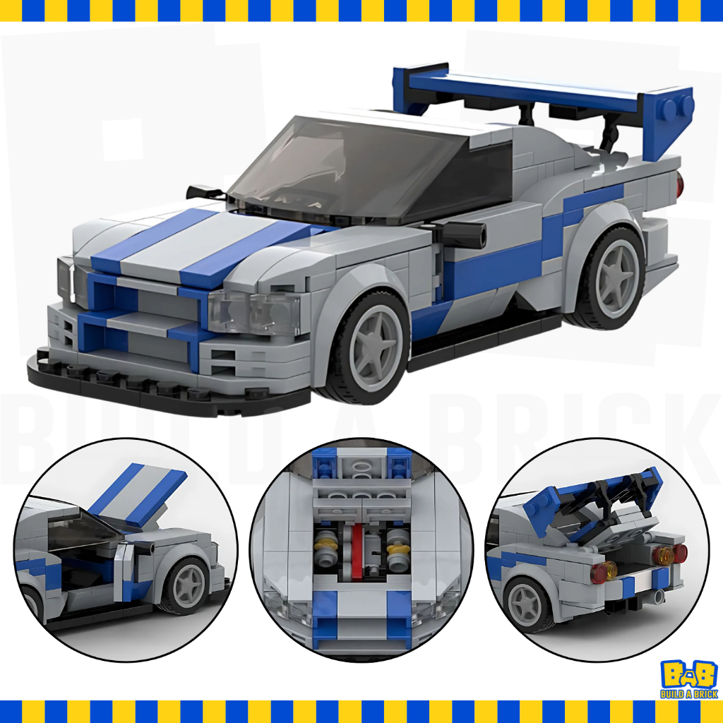 Bricks Nissan Skyline GTR R34 2 Fast 2 Furious Car Building Block Kit Mainan Anak Susunan Balok Eduk