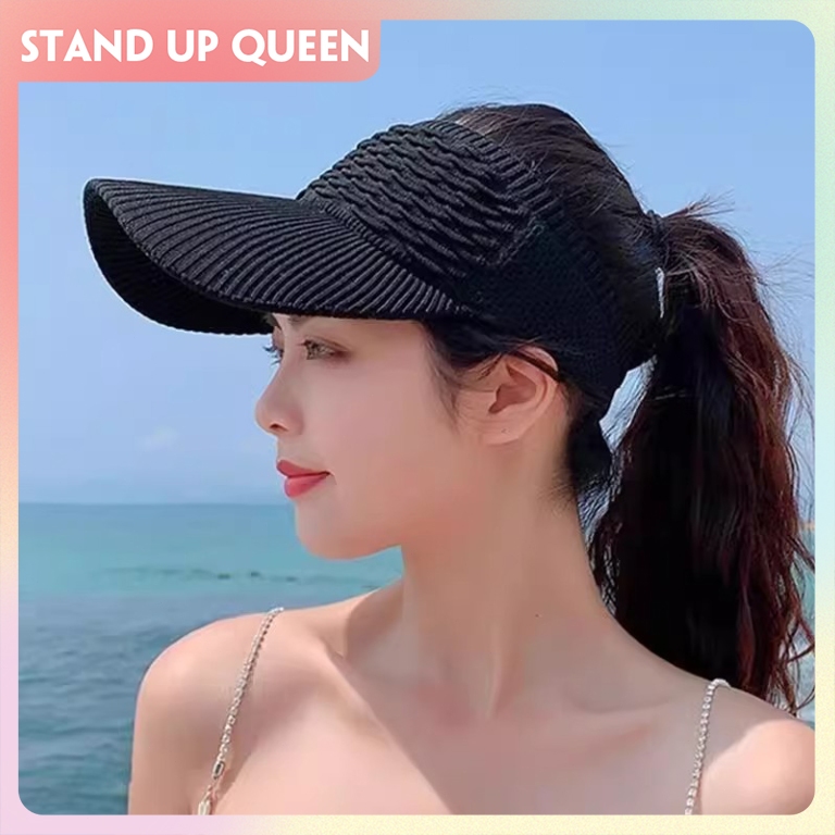 [COD]Baseball Gaya Korea Topi Olahraga Topi Pantai Visor Topi Golf Tennis Rajut Katun Elastis Topi W