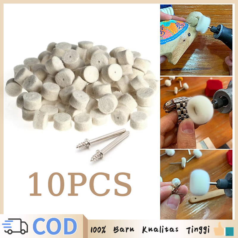 Wool Pad Poles Wool Polishing Pad 13mm + 2 Shank Pad Poles Bahan Wol Felt