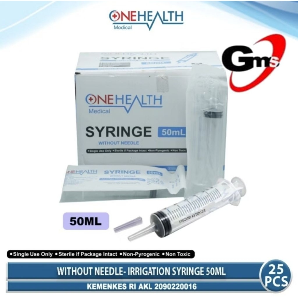 ONEHEALTH Syringe 50 CC Catheter Tip Per Pcs Tanpa Needle / Spuit 50 ML / IRRIGATION SYRINGE
