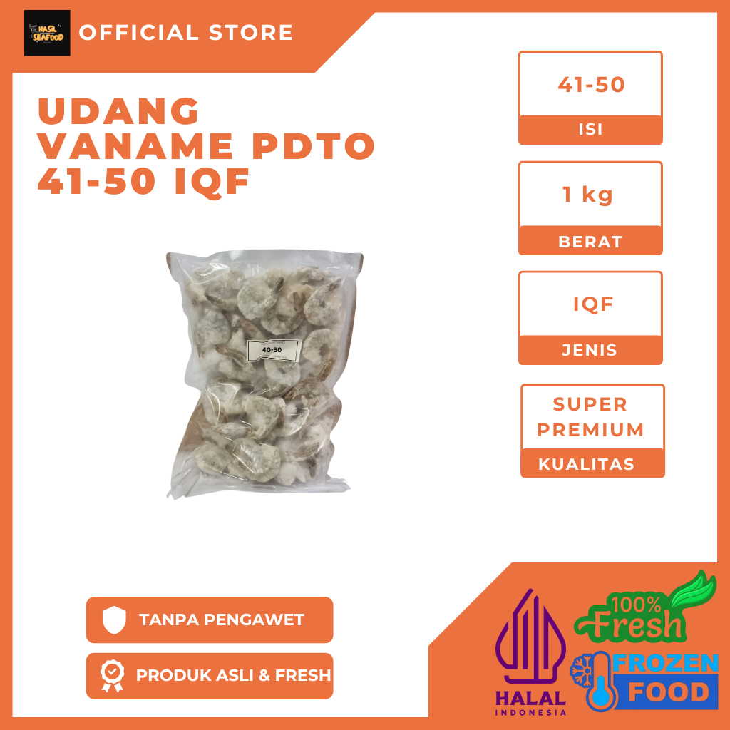 

Udang Vaname Beku PDTO IQF 41-50 1kg - Lezat Praktis