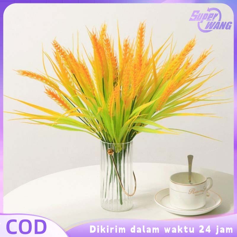 10pcs Bunga Padi Hiasan Bunga Padi Artificial 45cm Bunga Padi Plastik Padi Palsu Artificial Dekorasi