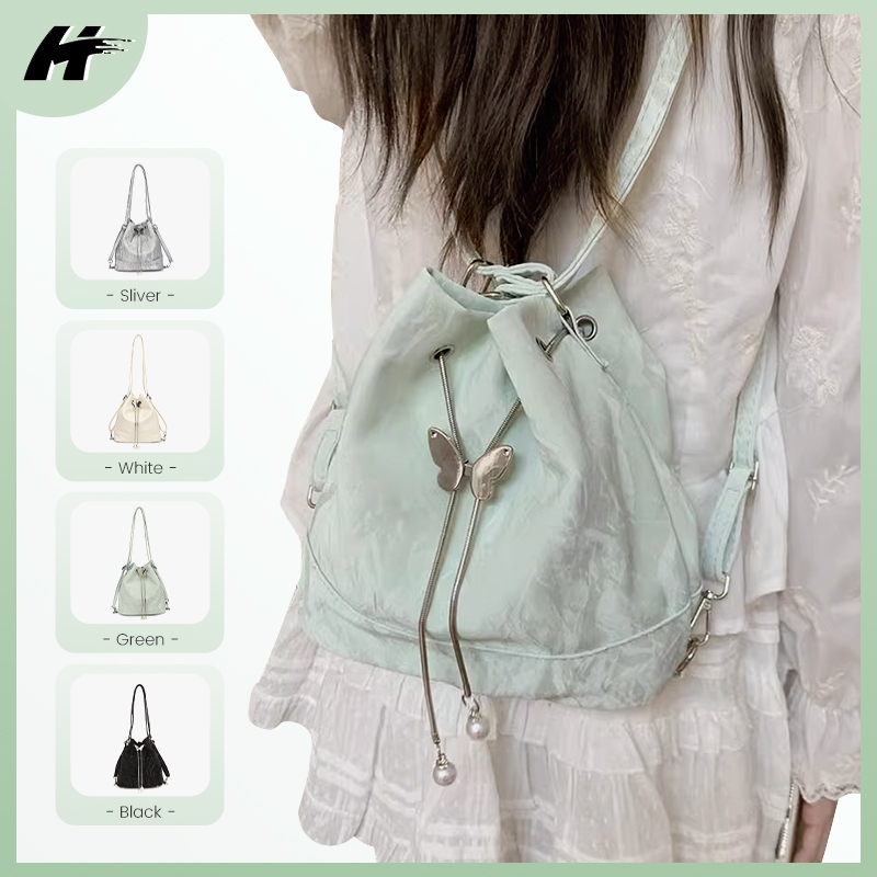 HT cute sling bag lucu hijau mint tas selempang wanita korea style Tas ember mini ransel