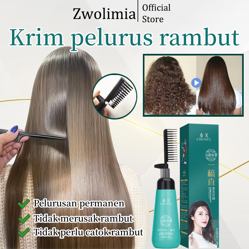 Zwolimia Cream Pelurus Krim Pelurus Rambut Tanpa Catok Smoothing Permanen Masker Rambut 500ml Rambut
