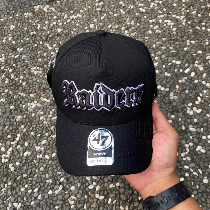 Topi Import Basseball Fashion Logo Bordir RAIDERS Hitam  (47 BRAND) Pria Wanita Unisex - COD - Free 