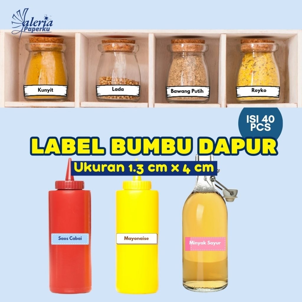 

Label Bumbu Dapur 40 pcs Glossy – Stiker Nama Bumbu Tinggal Tempel, Kertas Sticker Chromo