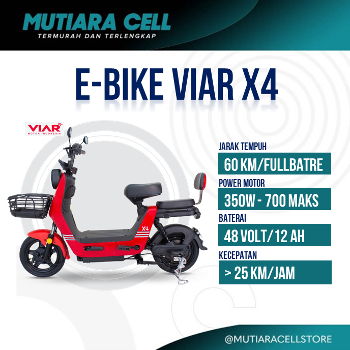 Sepeda Listrik Viar Ev X4 Dewasa dan Anak  350W Jarak 60 Km