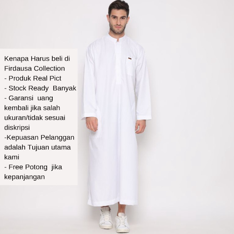 KODE A38V Jubah Putih Gamis Pria Laki  Laki Remaja DewasaGamis Pria Polos Katun Toyobo PremiumJubah 