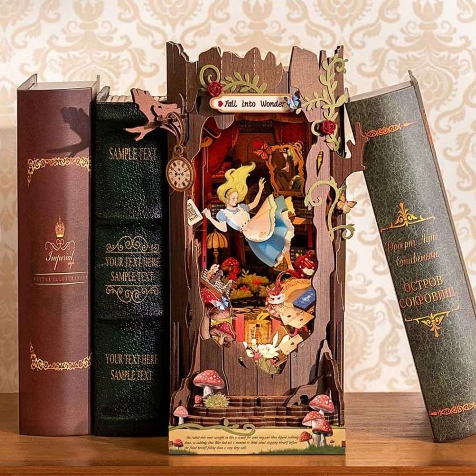 Original Rolife Fall Into Wonder TGB12 DIY 3D Wooden Puzzle Book Nook With Led Light