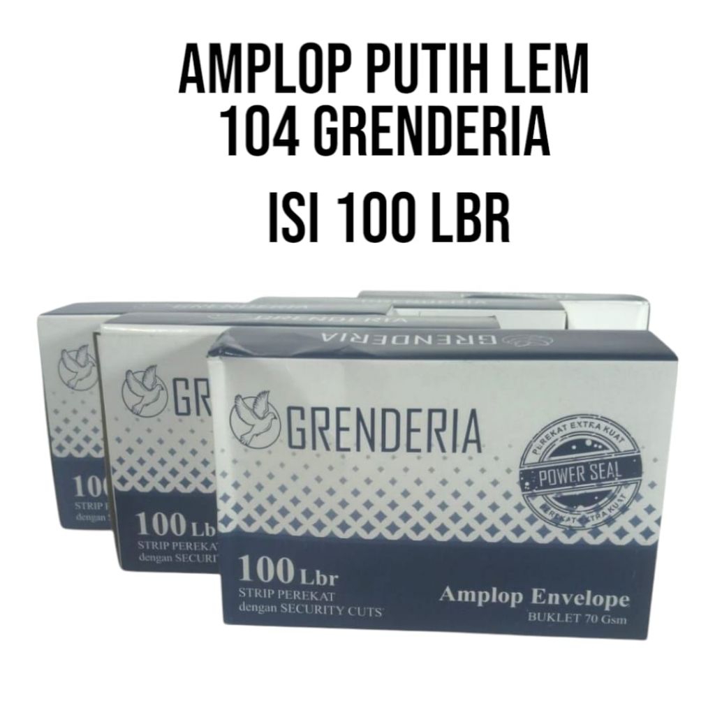 

Amplop Putih 104 Grenderia Ukuran 95 x 145mm (ada lem/perekat) Isi 100 Lbr