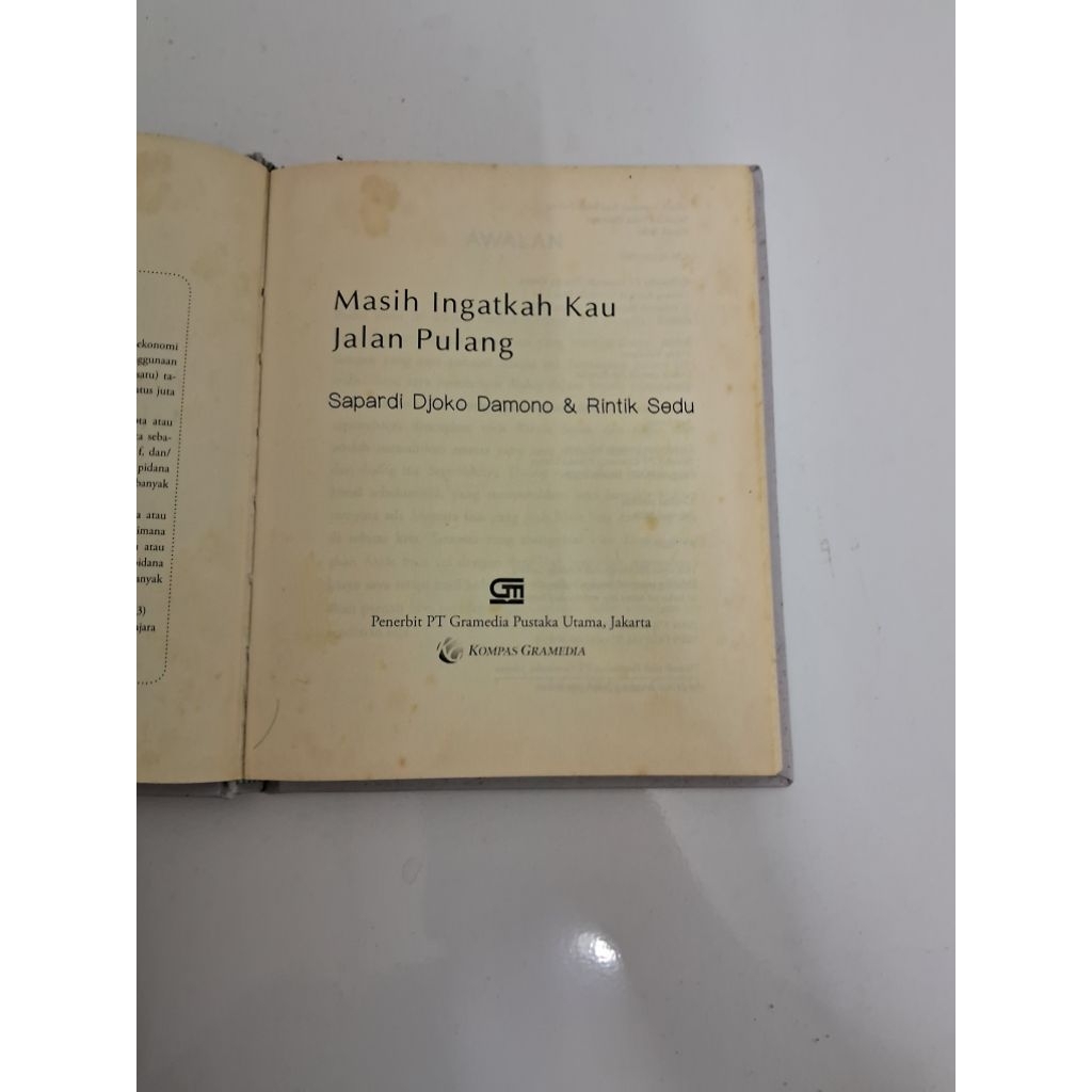 (preloved) buku masih ingatkah kau jalan pulang