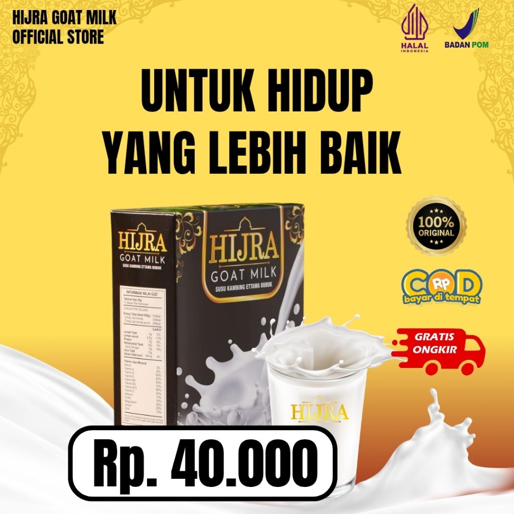 

PAKET 1 BOX SUSU HIJRA GOAT MILK-Susu Kambing Etawa Solusi Atasi Masalah Sendi Dan Asam Urat Pengeroposan Tulang Susu Kambing Etawa Kesehatan Tulang Susu Kambing Bubuk Murni Original Susu Asam Urat