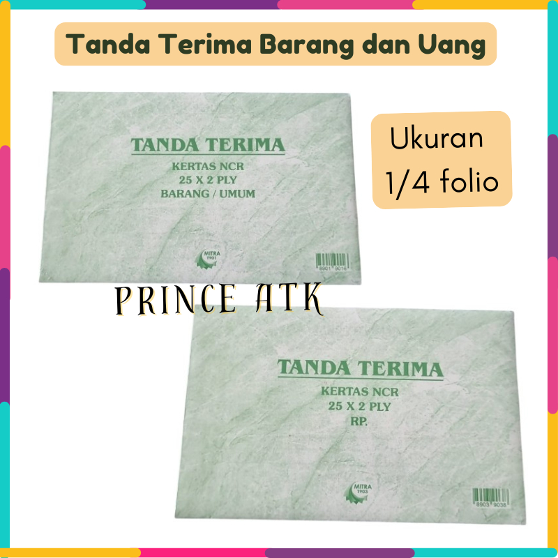 

Tanda Terima Barang dan Uang Rangkap Dua Ukuran 1/4 Folio
