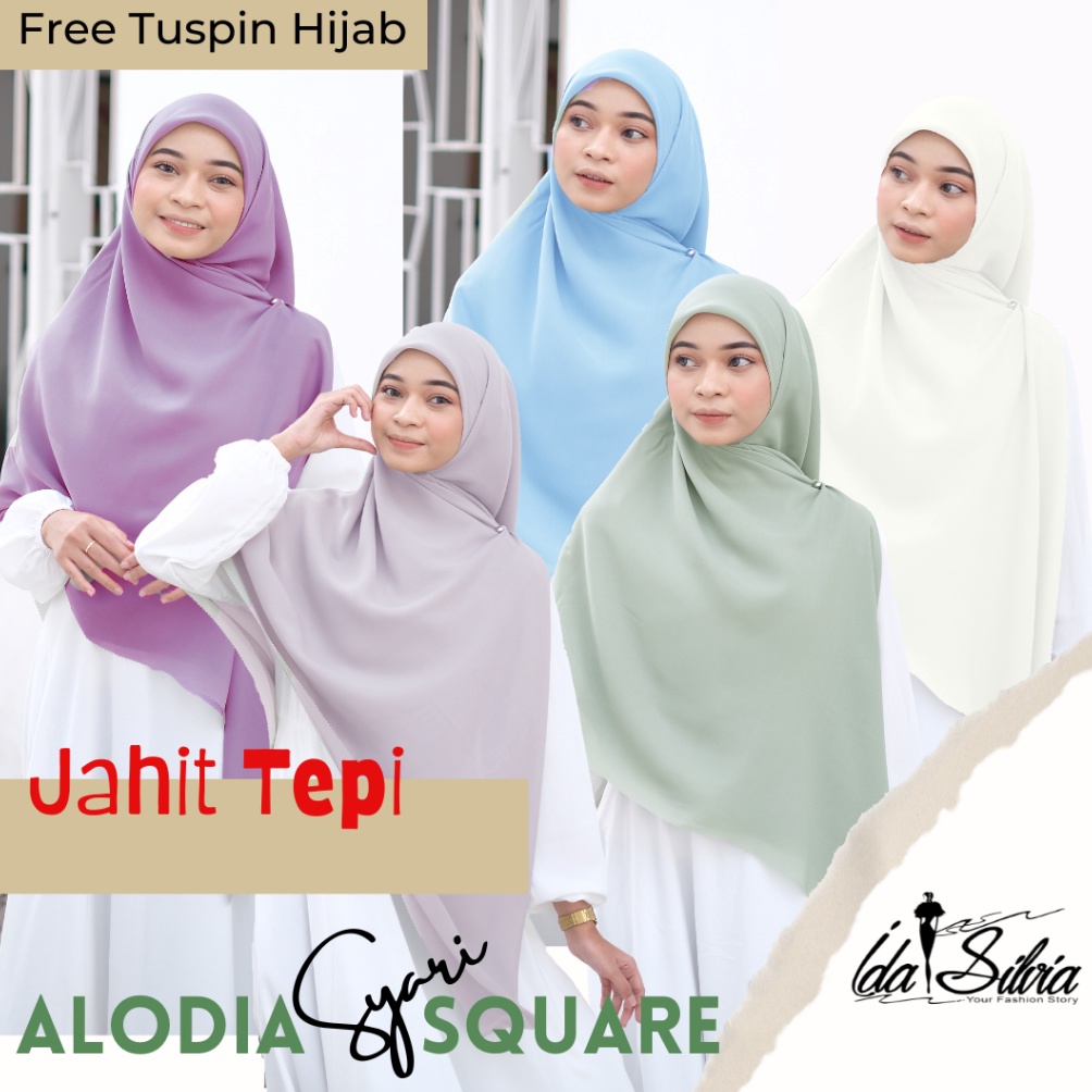 KODE S93L Jahit Tepi Jilbab Segiempat SYARI Jumbo Kerudung Segi Empat Syari Hijab square Premium  Sa