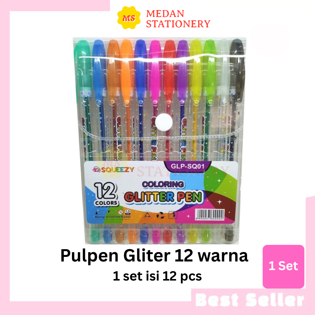 

Pulpen Glitter 12 Warna Ballpen/Bolpen Gliter 12 warna 1.0 mm / Pulpen Glitter Per set