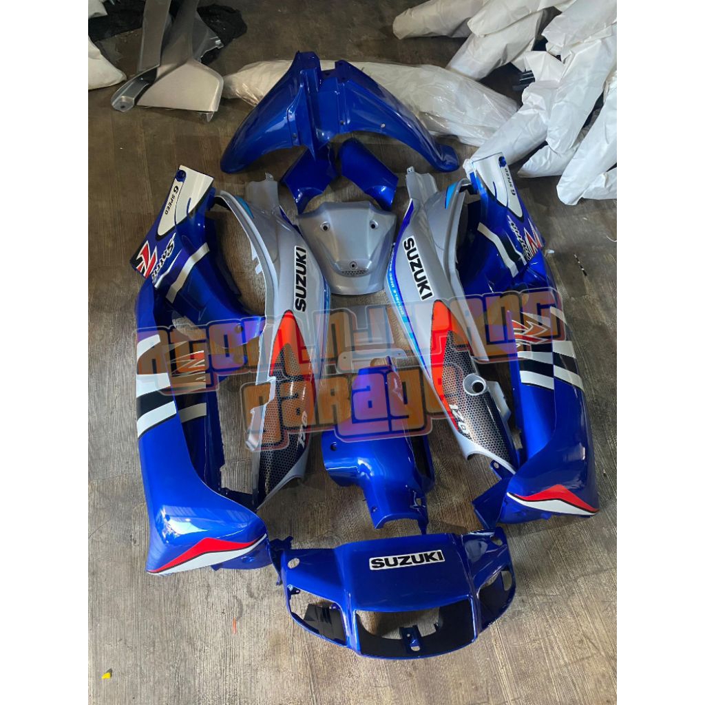 Cover body fullset satria lumba fullset body satria lumba satria kotak satria 120 biru silver