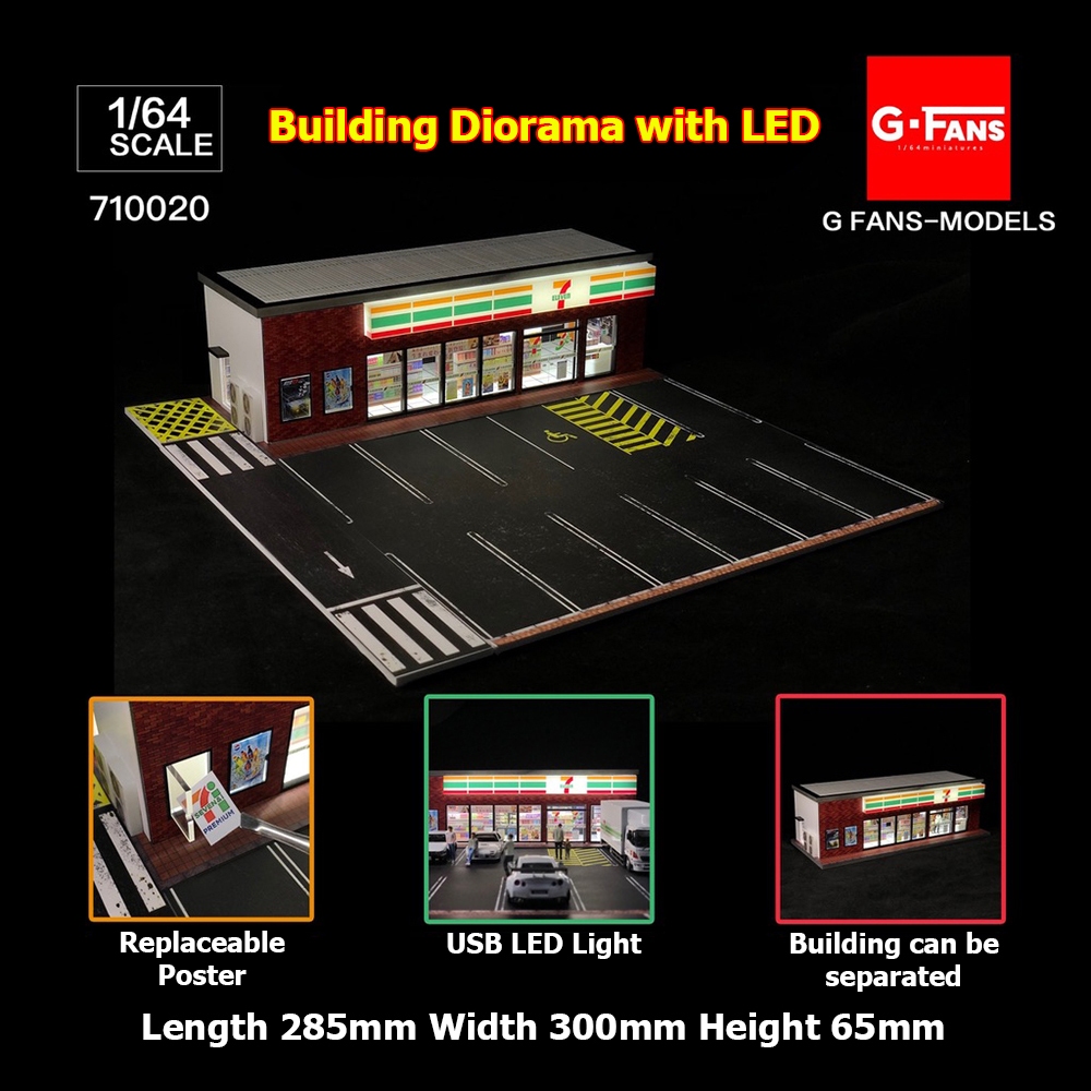 G-Fans Models 1/64 Premium Diorama Diecast 7-Eleven with LED Light