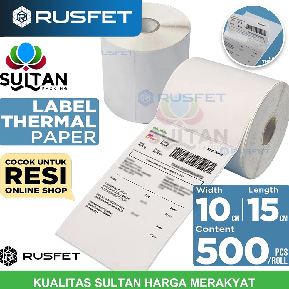 

KODE P72P Label Kertas Stiker Thermal Rusfet 1x15 5 Resi Paper Sticker Printer Online Shop